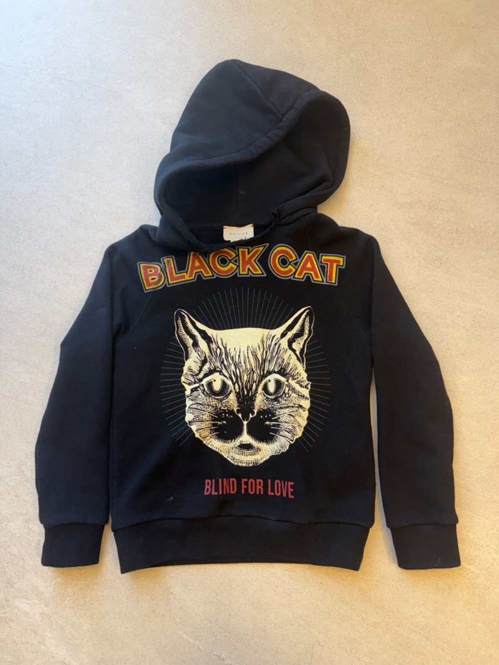 Gucci Black Pullover with Yellow & Red Retro Lettering